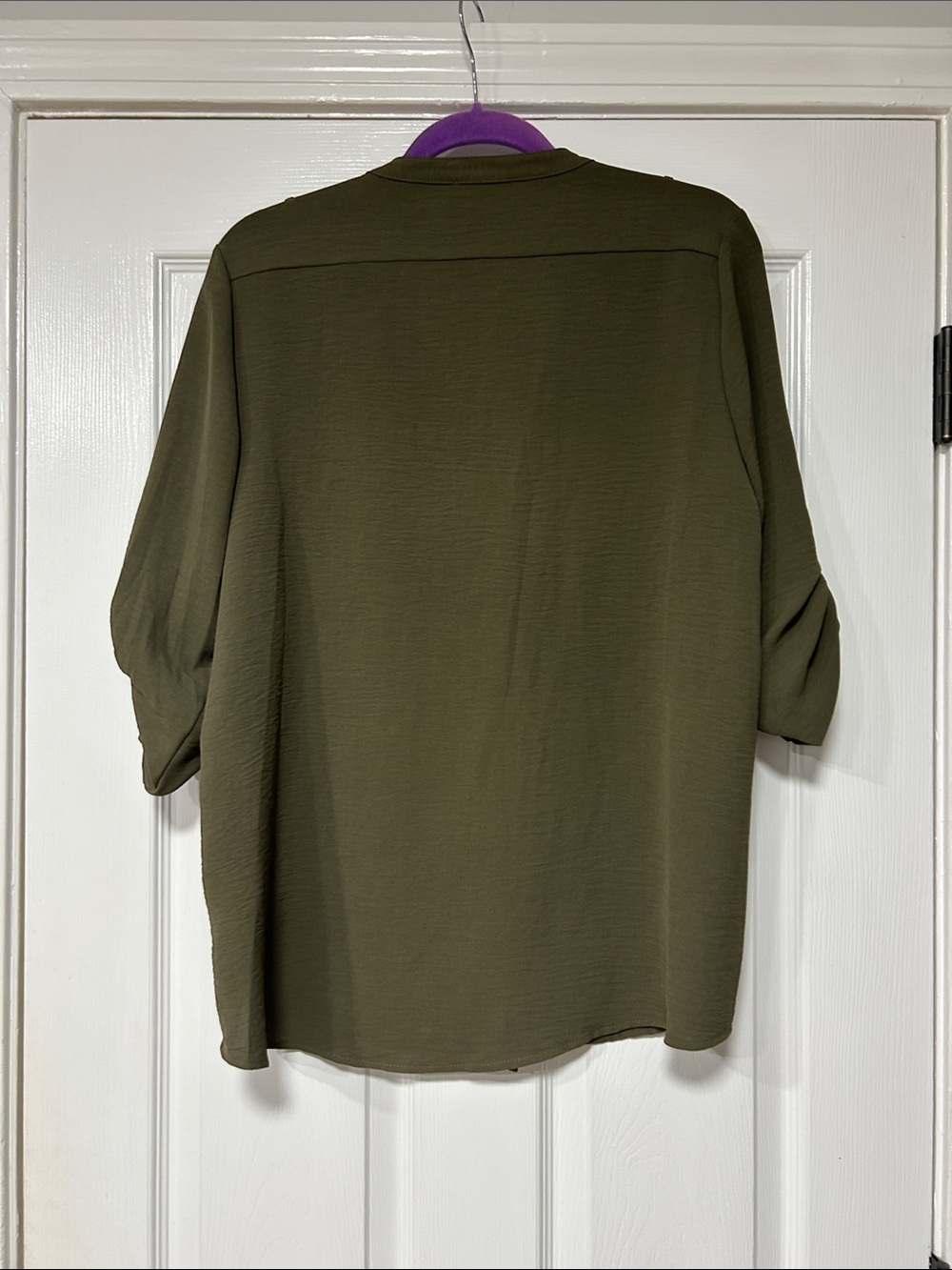 Calvin Klein Olive Green Button-Up Utility Blouse- large - Picture 6 of 6
